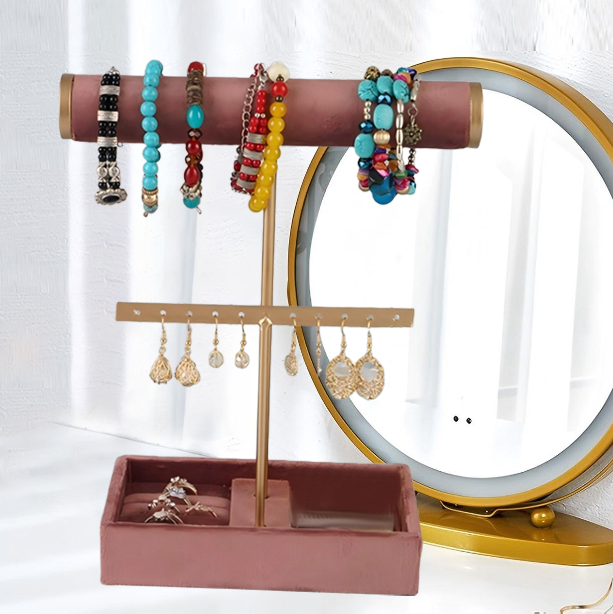 Bracelets & Jewelry Display Rack With Lint Tray