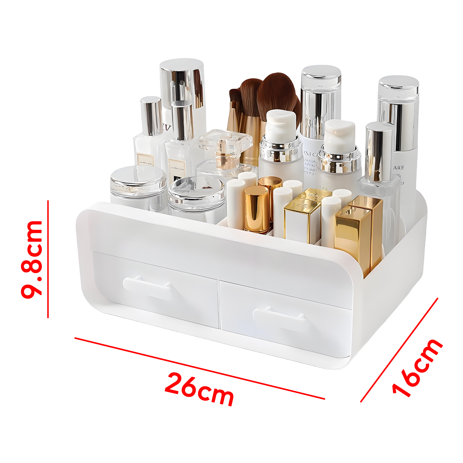 White Double Drawer Cosmetic Organizer