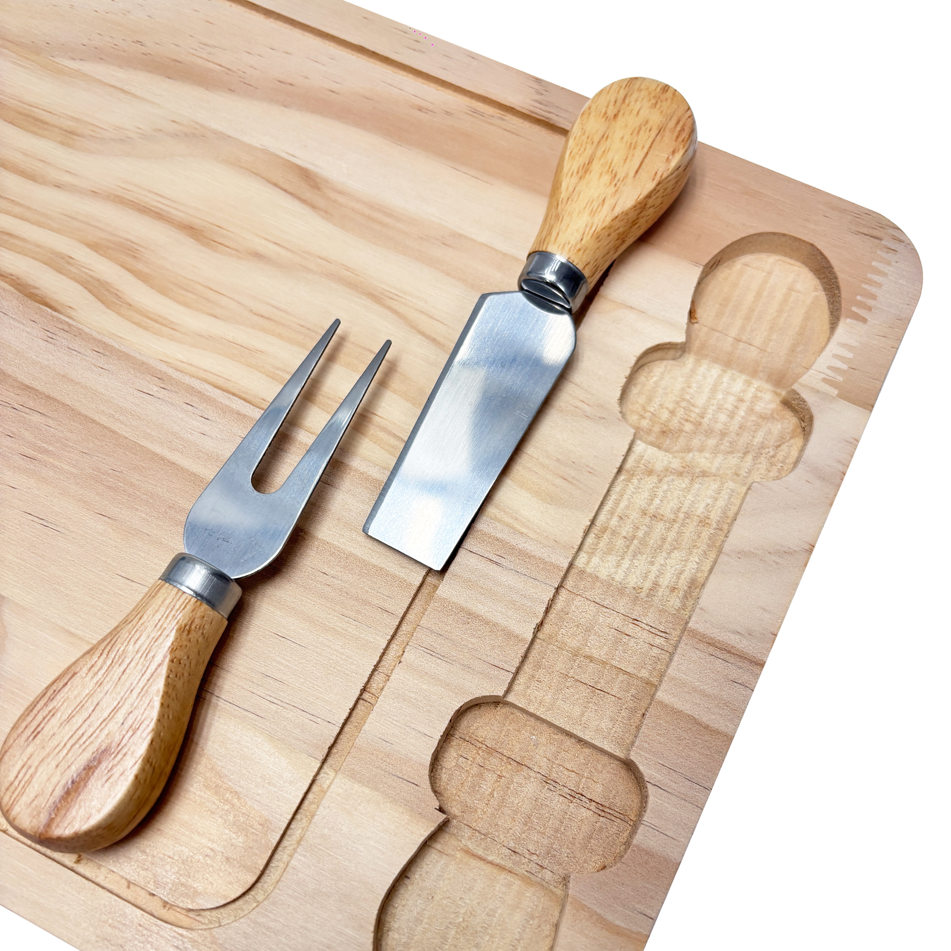 Wooden Cheese Board with Integrated Tool