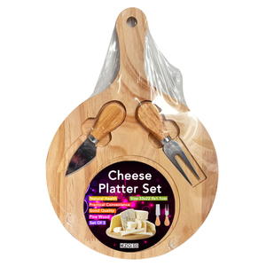 Round Wooden Cheese Board Set with Tools