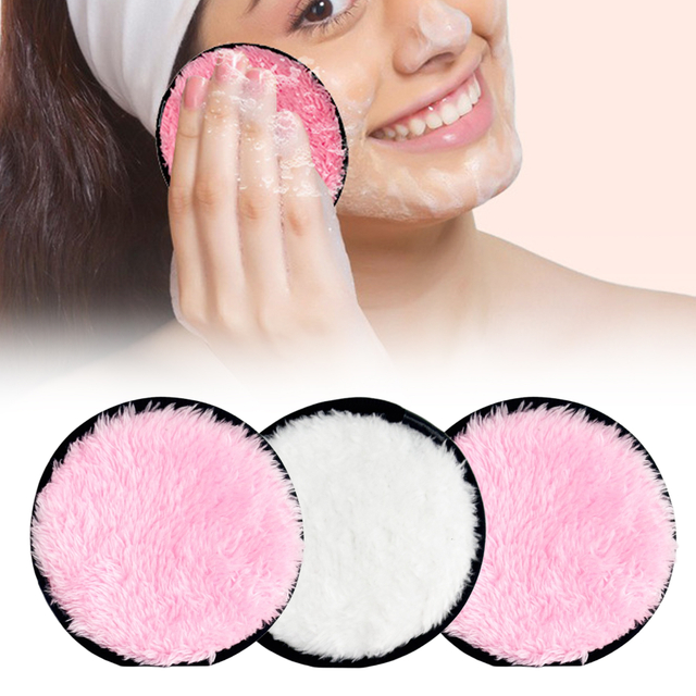 Set of 3 Reusable Plush Facial Cleansing Pads Set