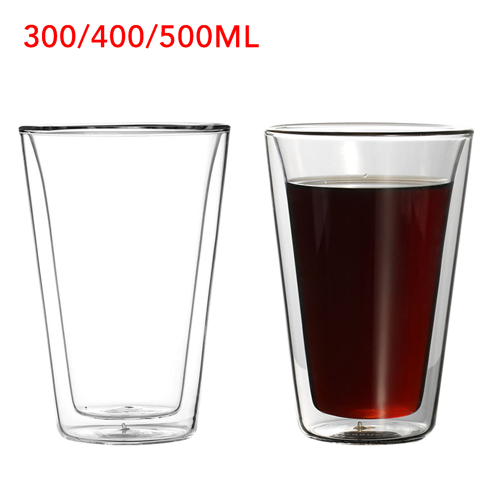 300ml/400ml/500ml Double Walled Tapered Glass Tumbler