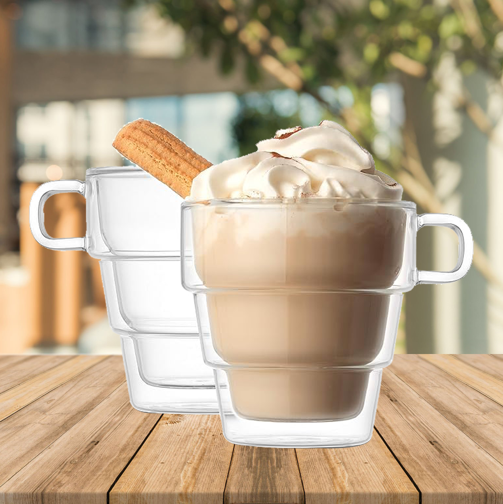 500ml Double Walled Glass Mug with Handle