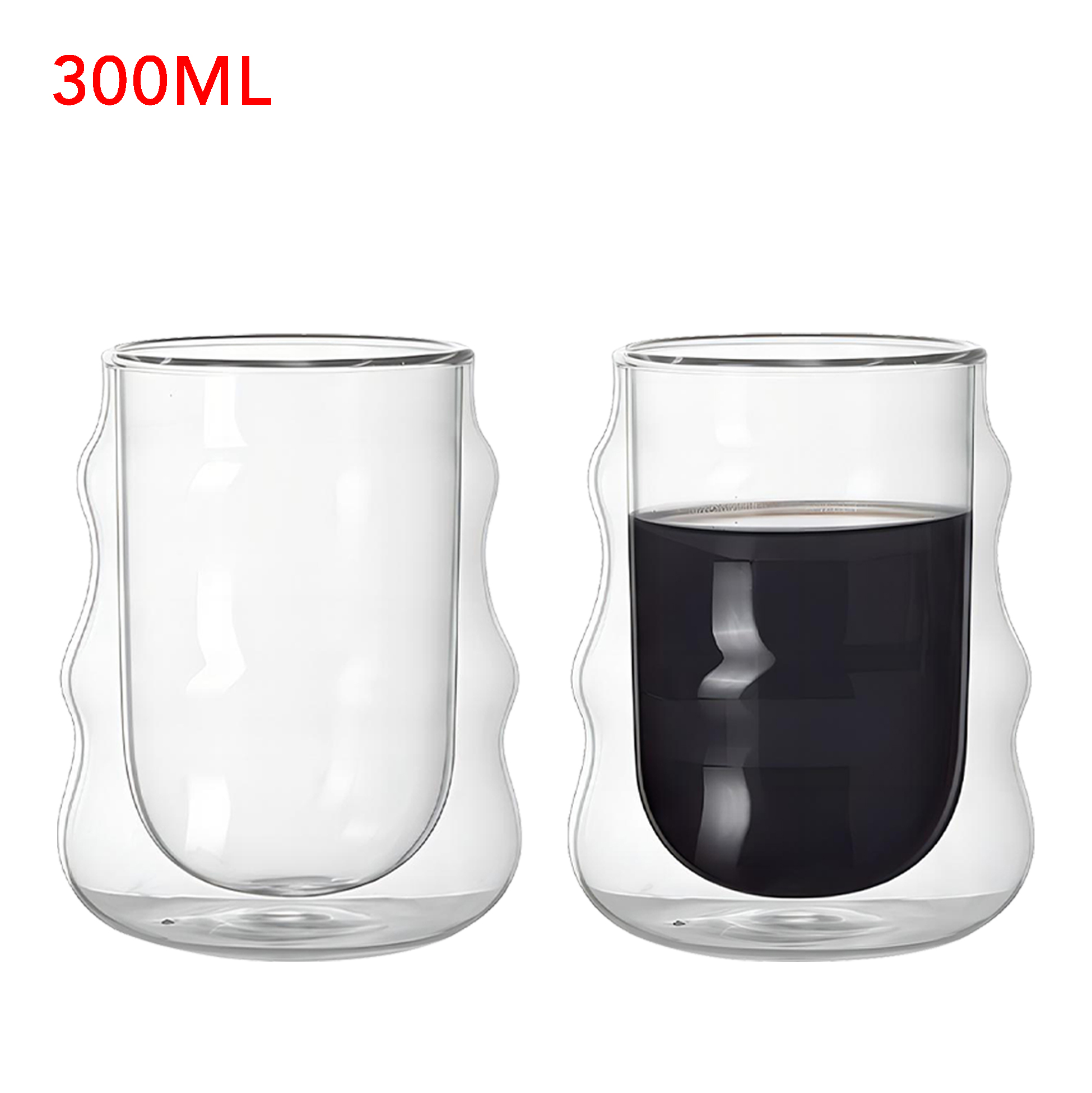 300ml Double Walled Irregular Shaped Glass Mug