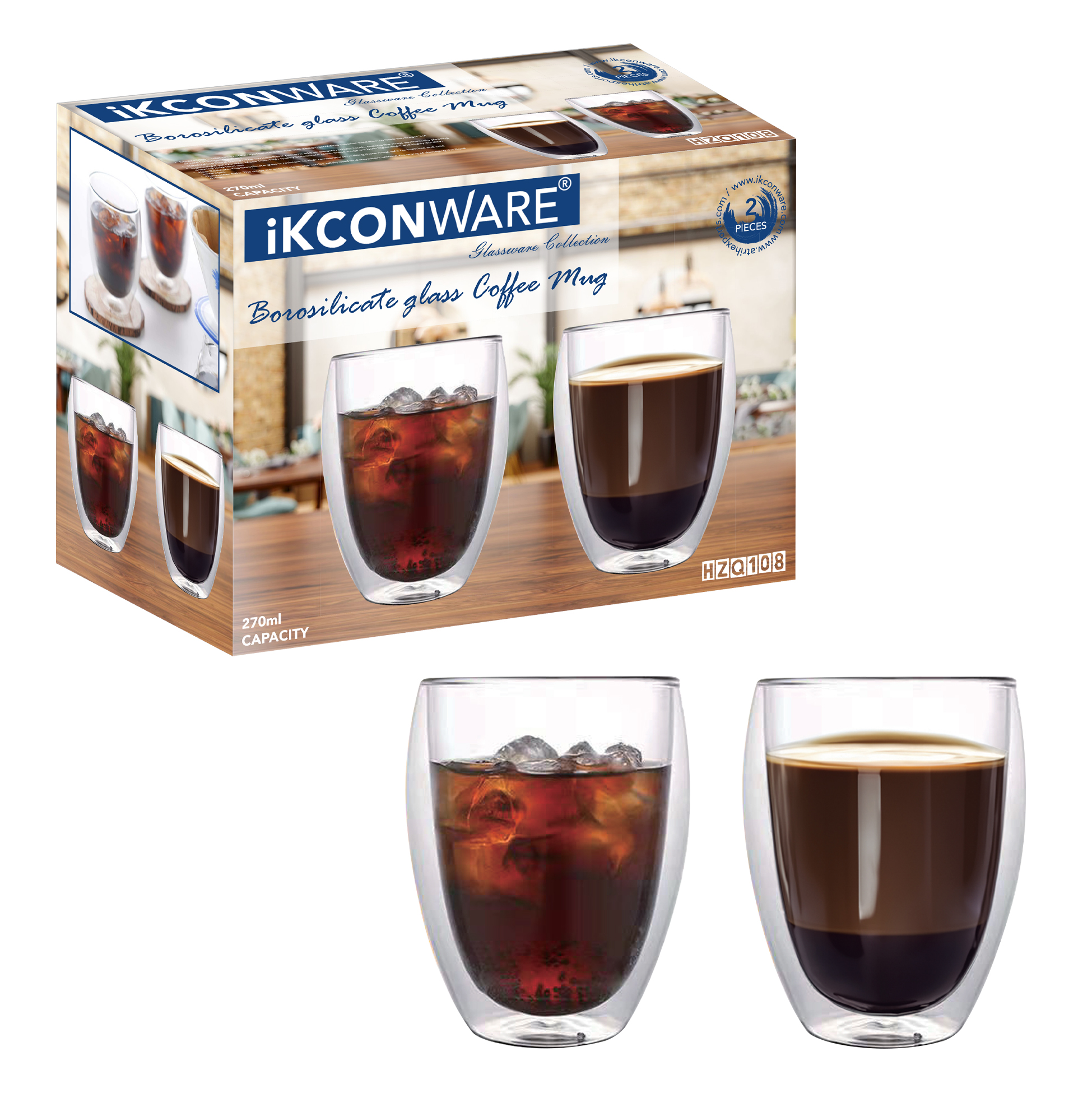 Double Walled Insulated Clear Glass Tumbler