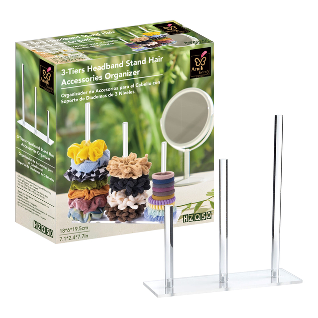 Clear Acrylic Hair Scrunchie & Tie Organizer Rack