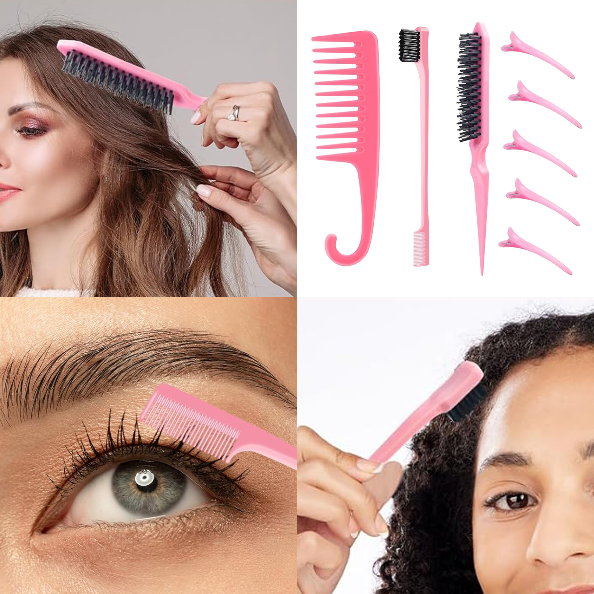 Pink Hair Styling Tool Set of 8
