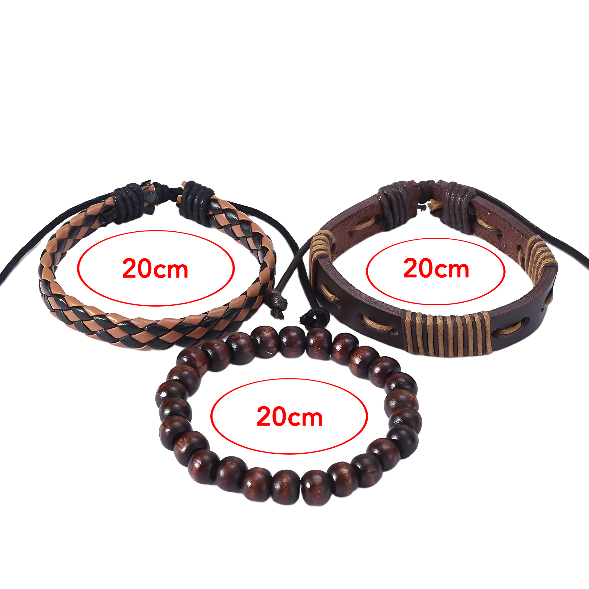 PU & Wood Bead Bracelet Set