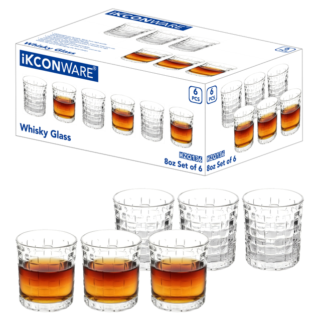 6-Piece Textured Whiskey Glass Set