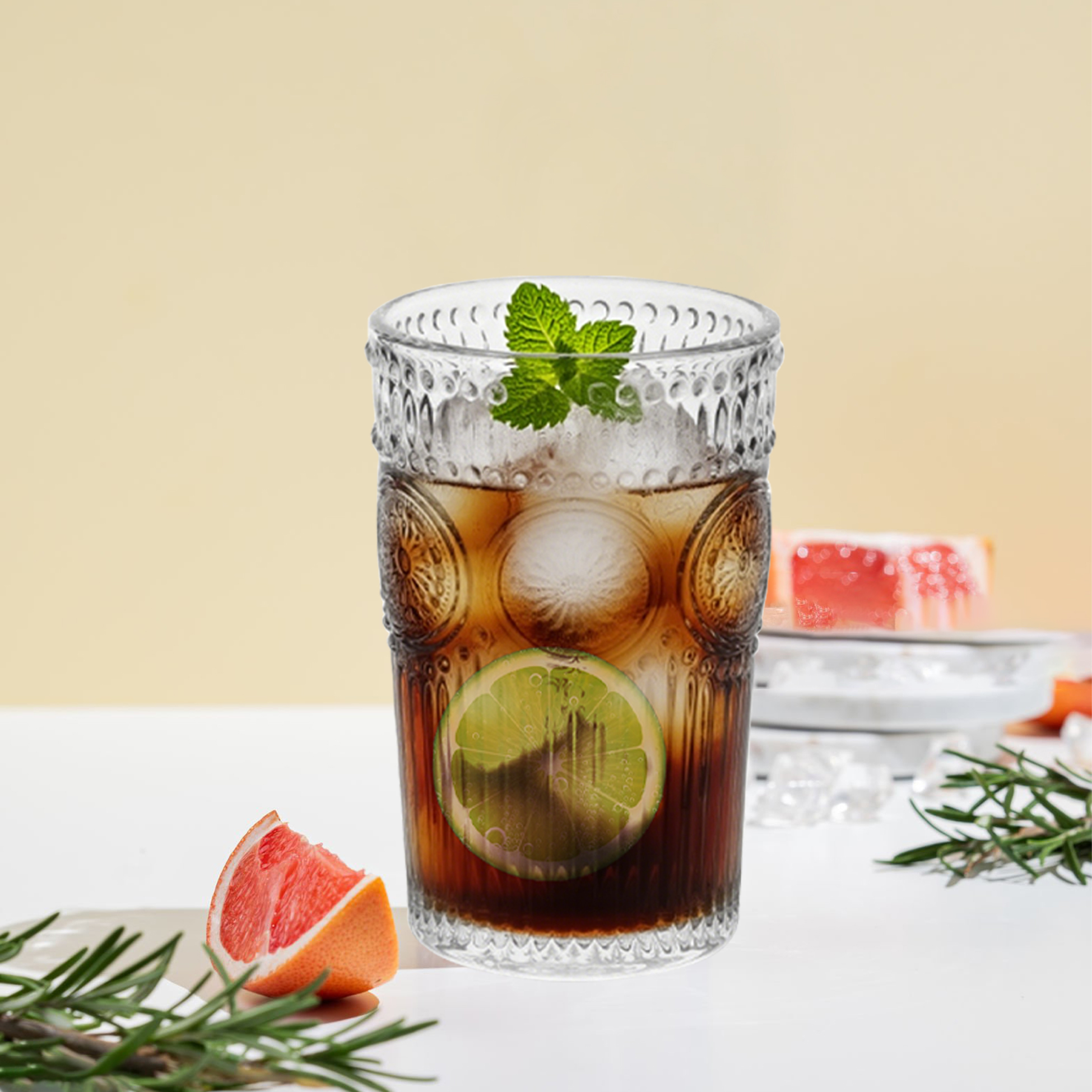 6-Piece Embossed Vintage Glass Tumbler Set
