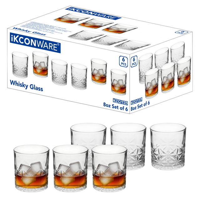 6-Piece Star-Etched Whiskey Glass Set