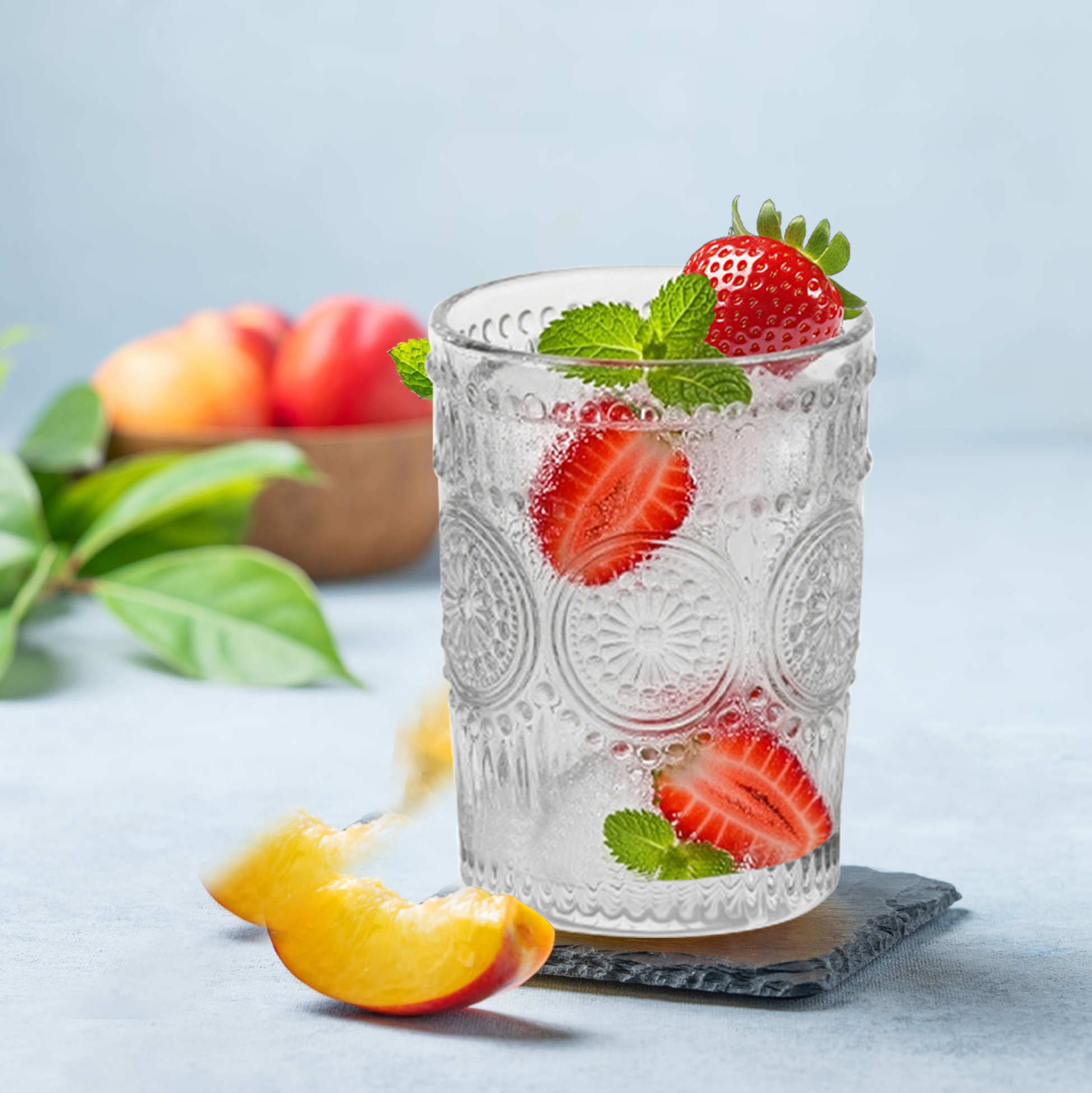 6-Piece Embossed Vintage Glass Tumbler Set