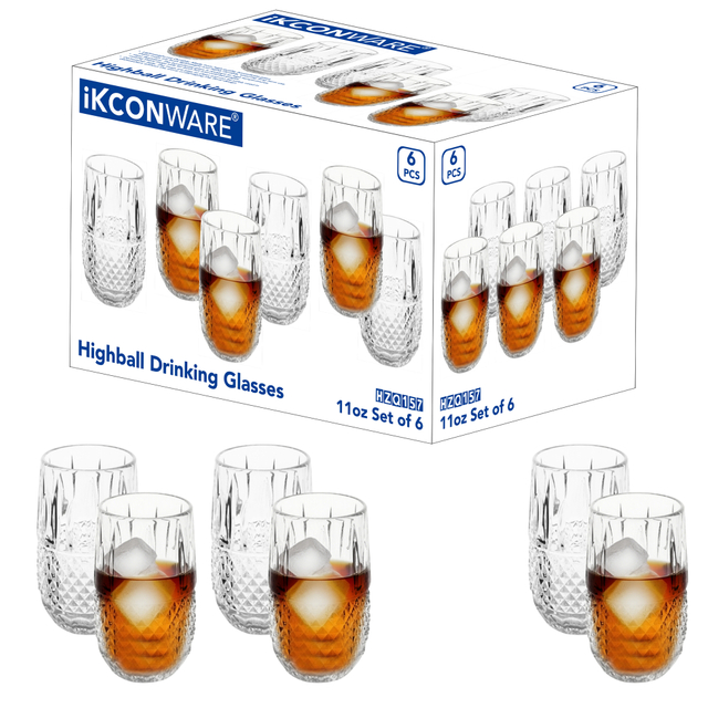 6-Piece Diamond-Patterned Whiskey Glass Set
