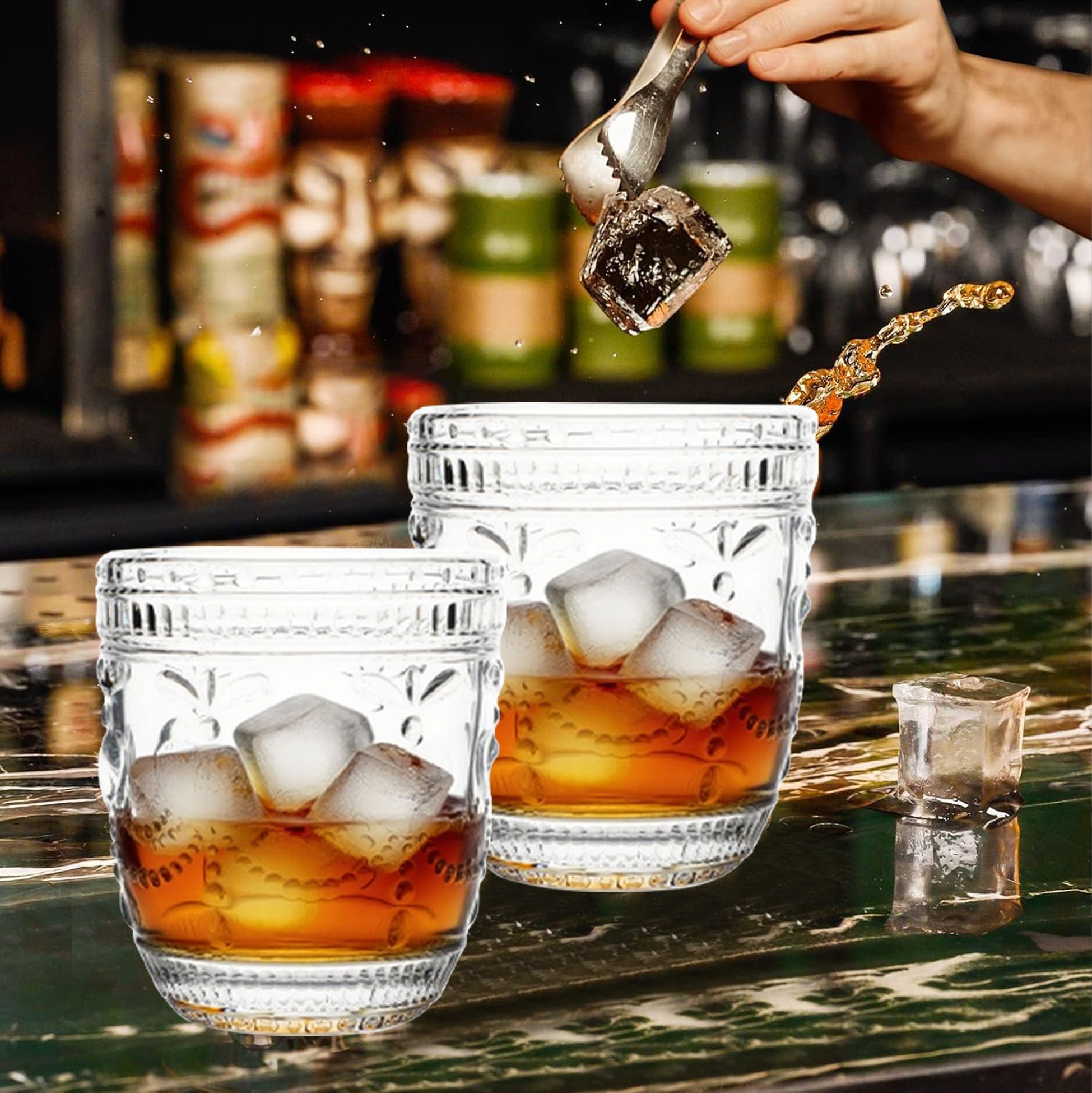 6-Piece Engraved Vintage Whiskey Glass Set