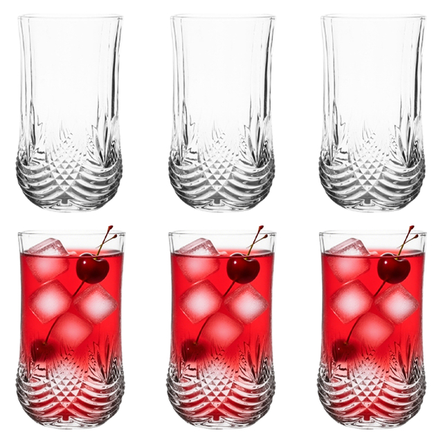 6-Piece Diamond Cut Highball Glass Set