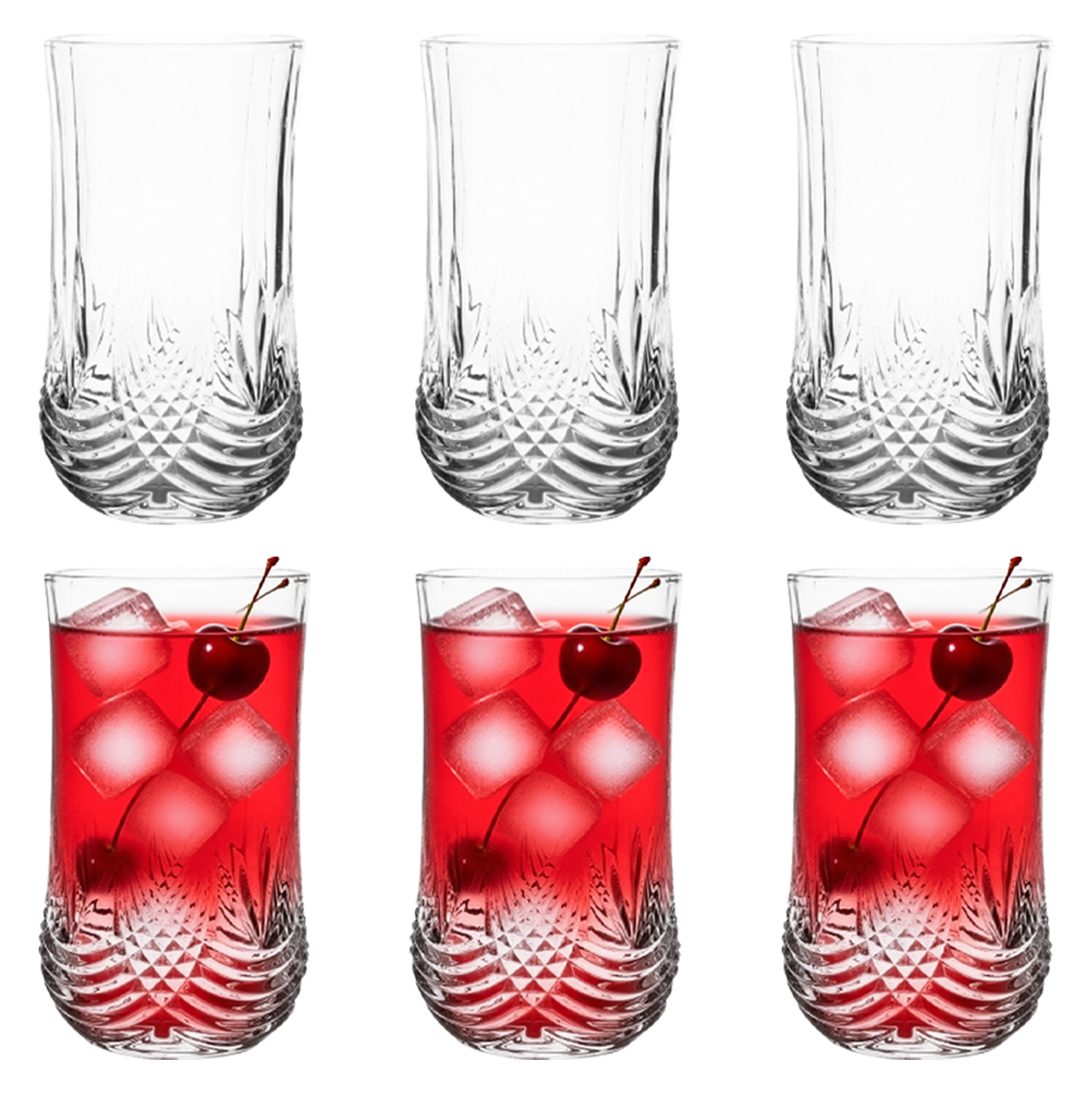 6-Piece Diamond Cut Highball Glass Set