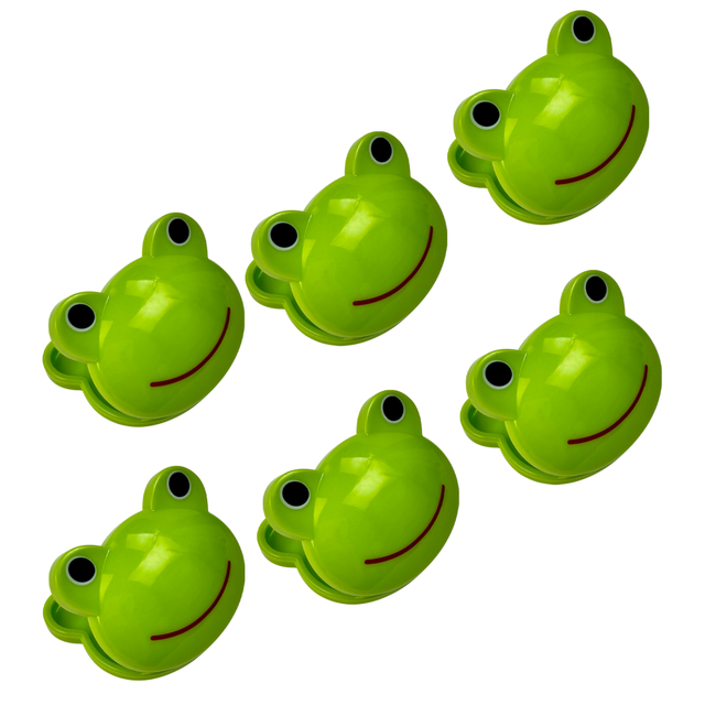 Green Frog-Shaped Plastic Clip Set of 6