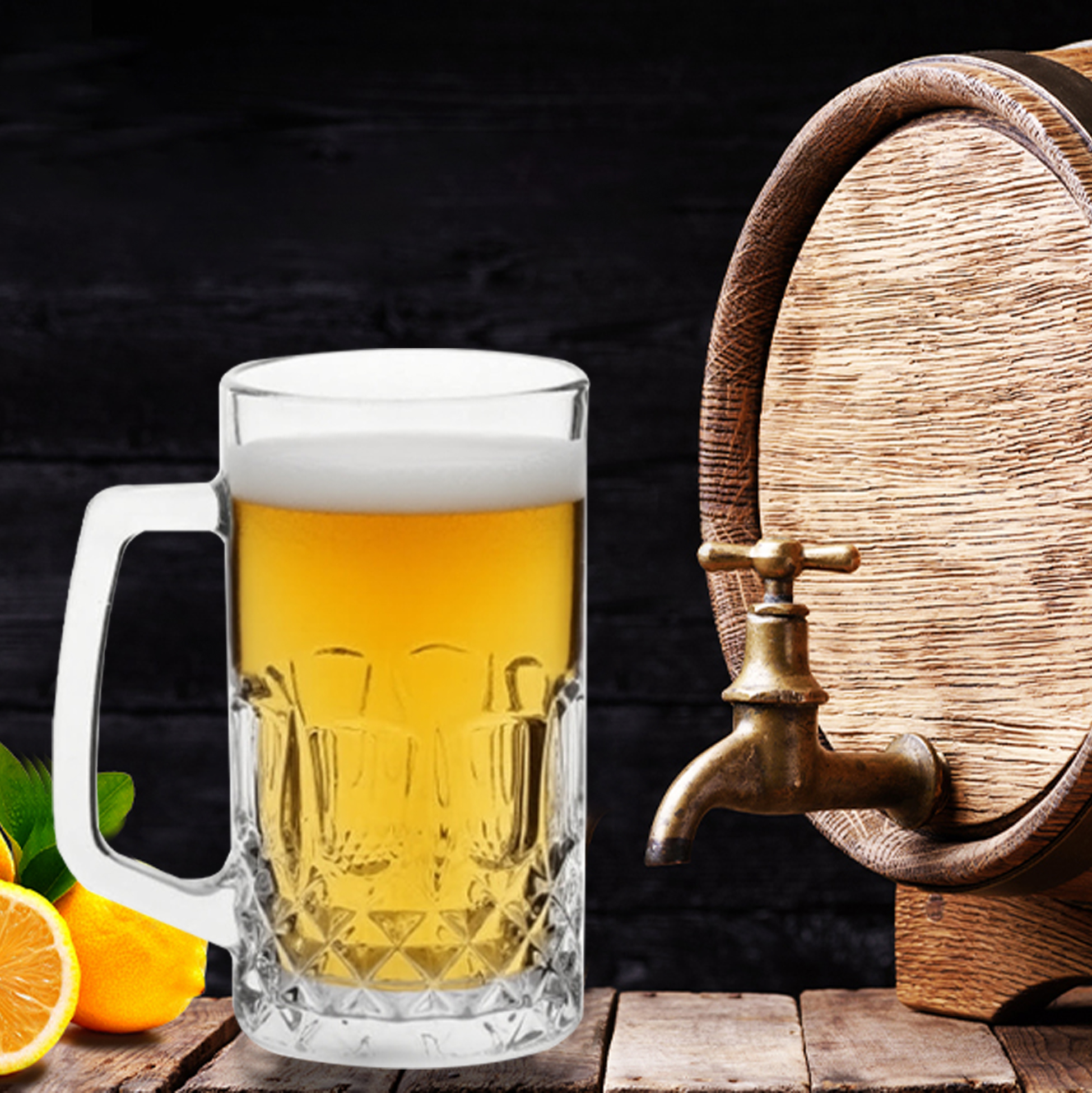 6-Piece Diamond-Etched Beer Mug Set