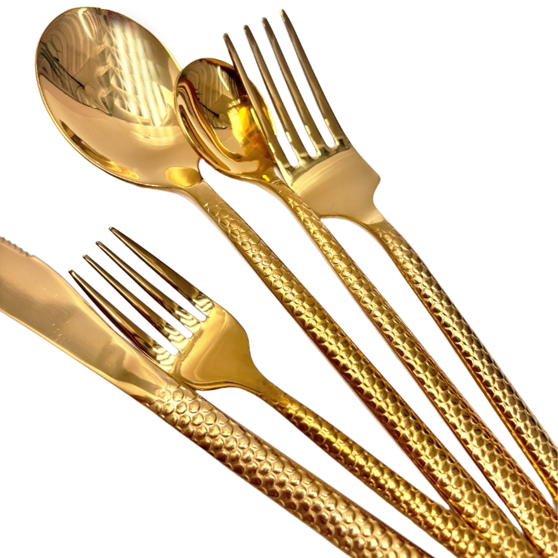 5-Piece Gold Mermaid-Scale Cutlery Set