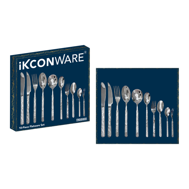 10-Piece Textured Silver Cutlery Set