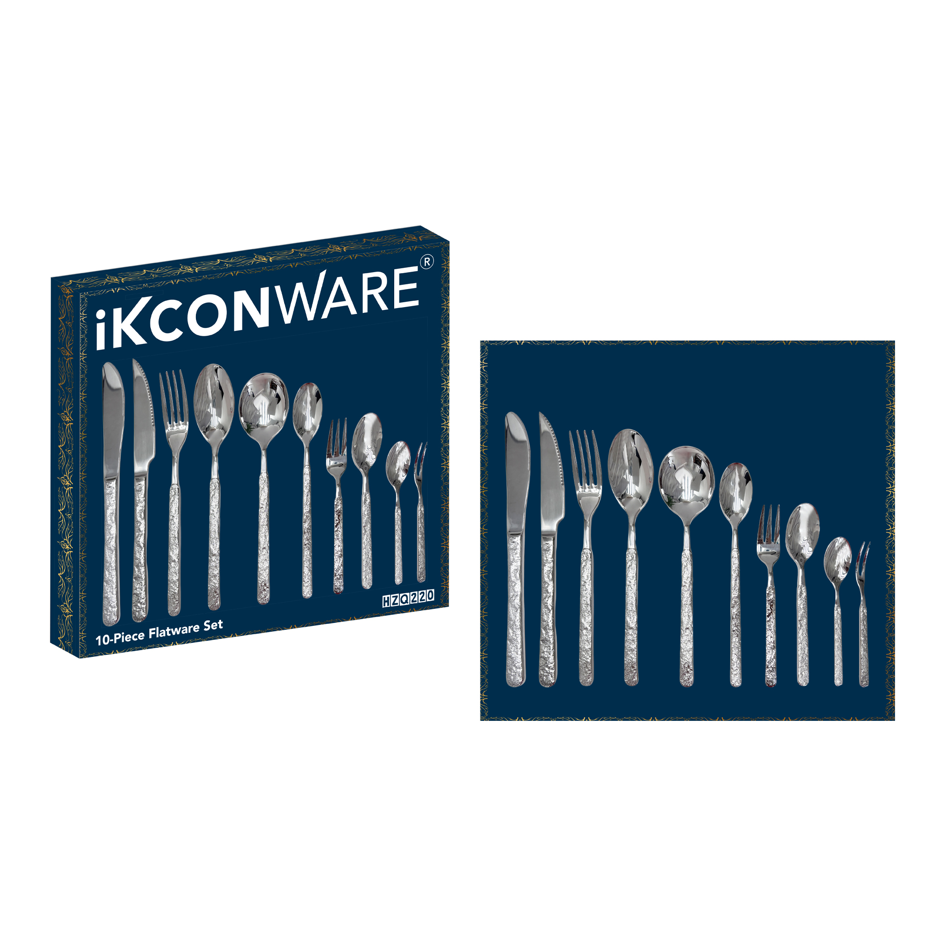 10-Piece Textured Silver Cutlery Set