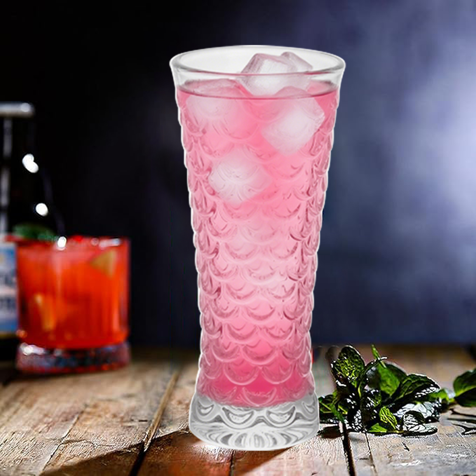 6-Piece Fish-Scale Textured Tall Glass Set