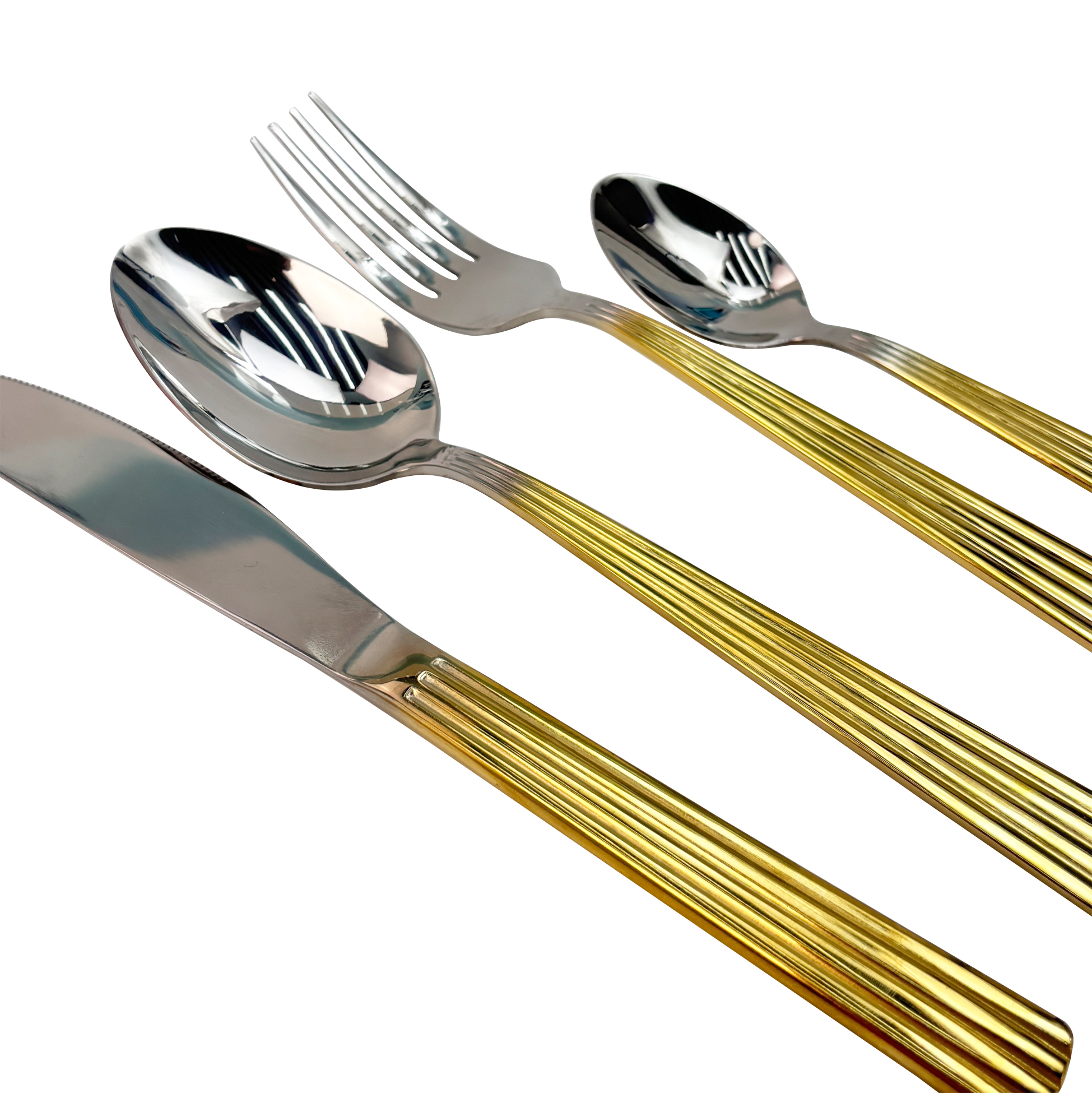 24-Piece Two-Tone Ribbed Handle Cutlery Set