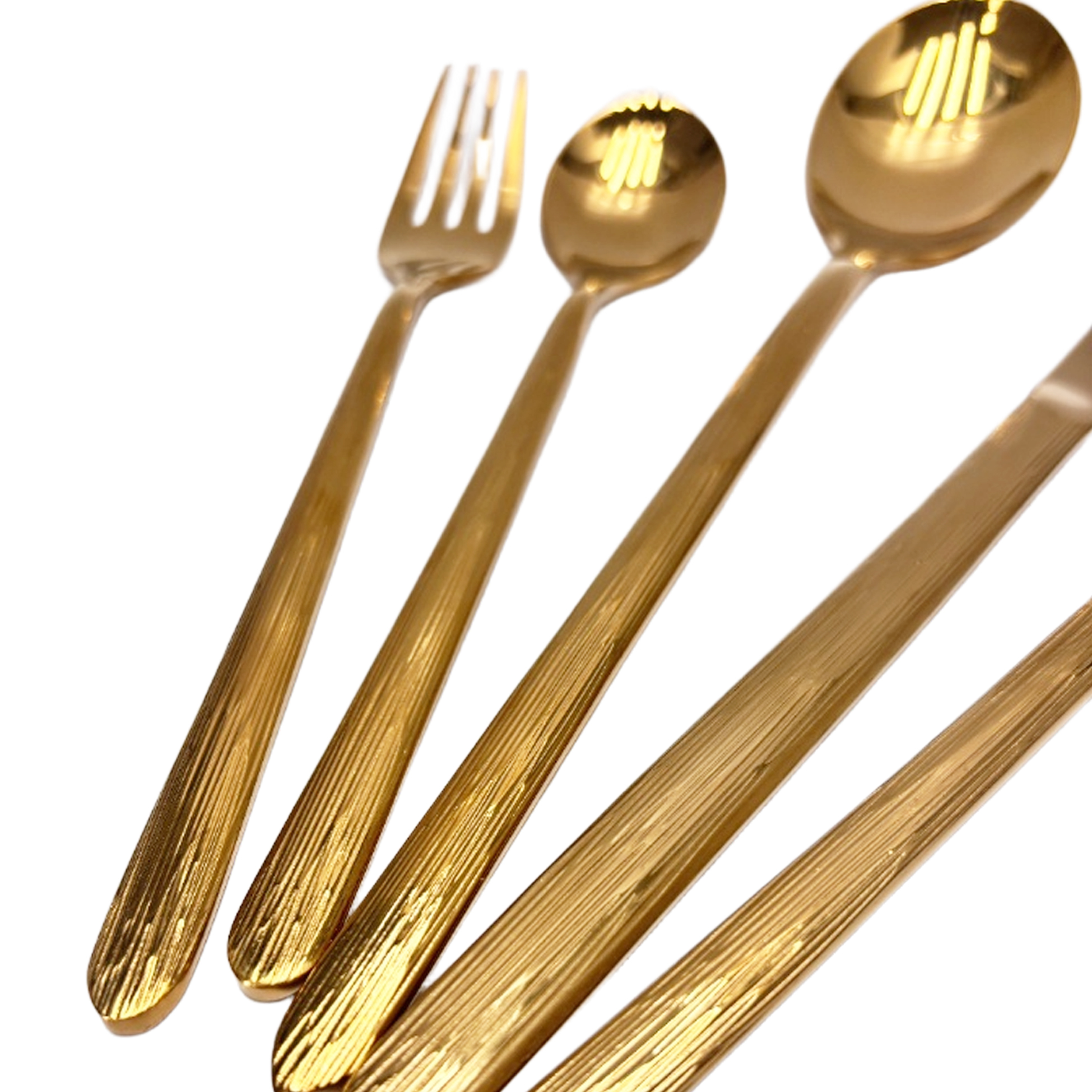 30-Piece Gold-Toned Textured Handle Cutlery Set