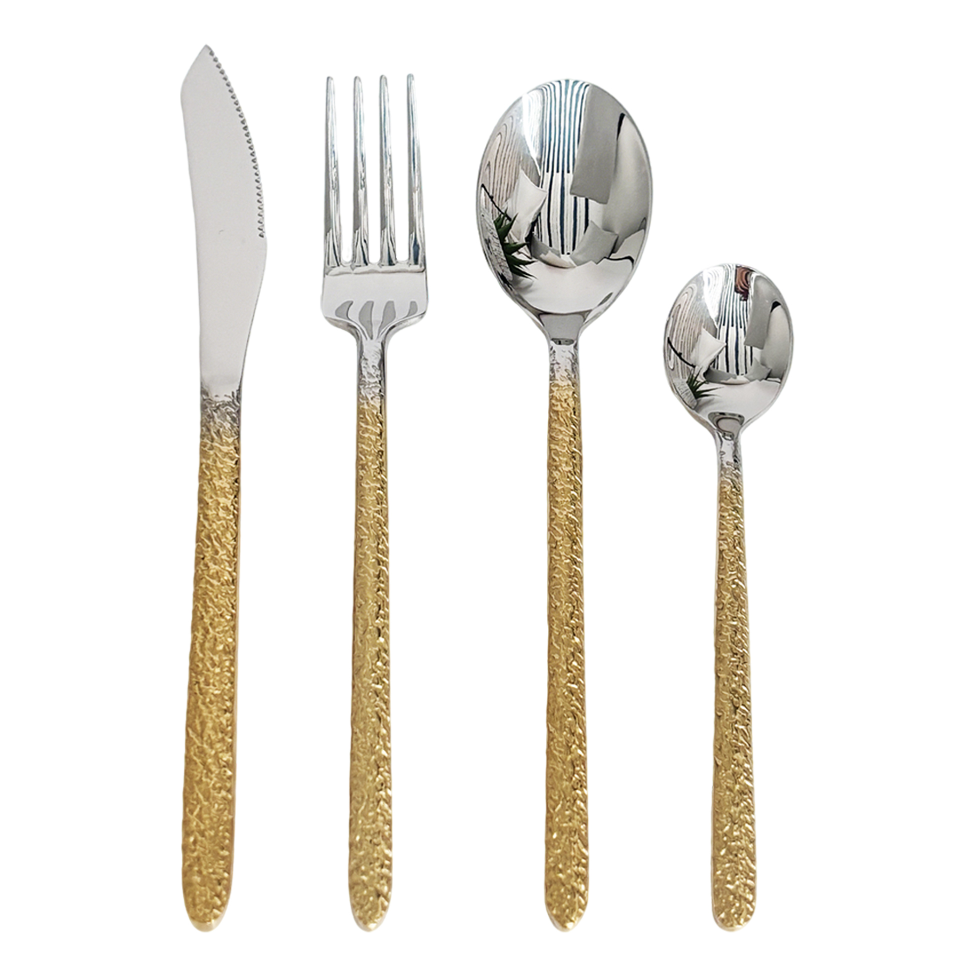 24-Piece Gold-Textured Handle Cutlery Set