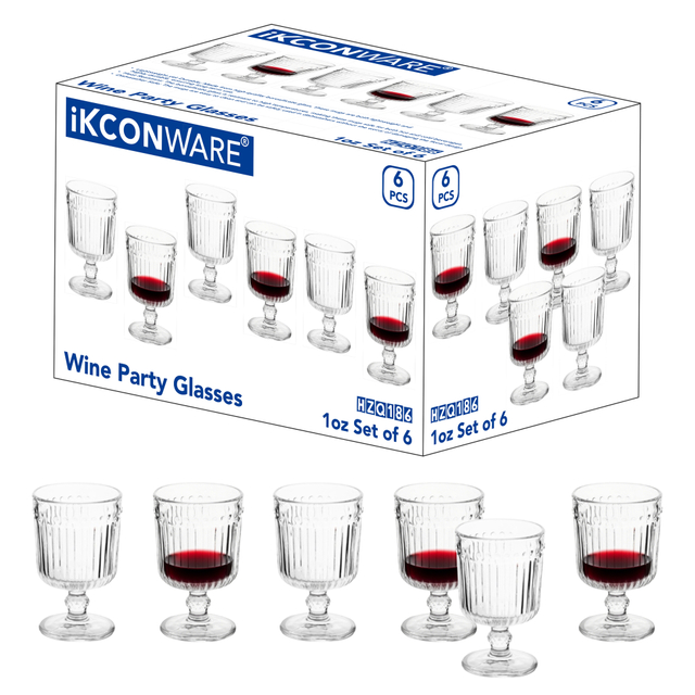 6-Piece Ribbed Retro Wine Glass Set