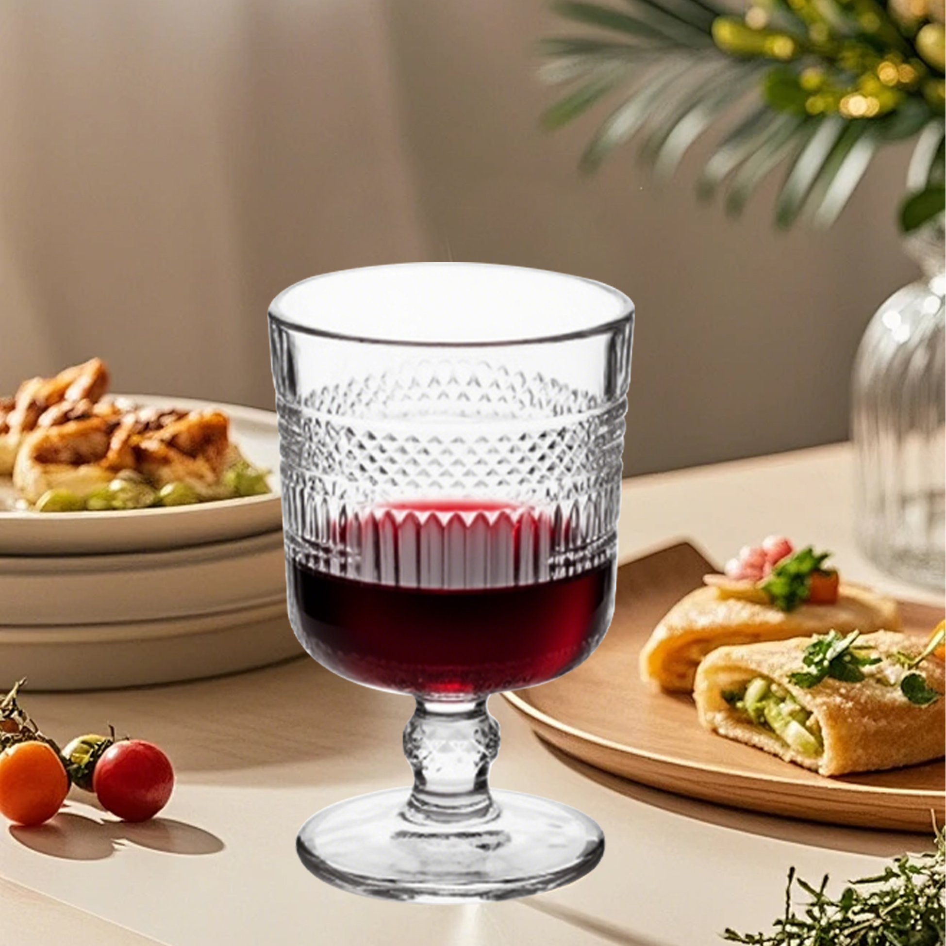 6-Piece Patterned Crystal Wine Glass Set