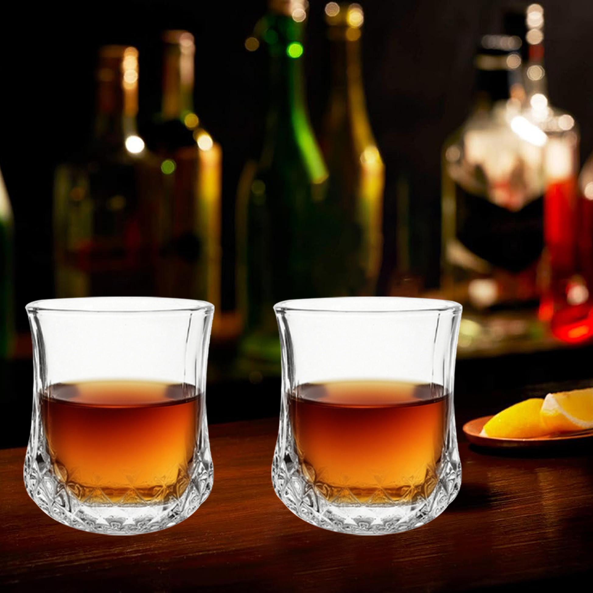 6-Piece Diamond-Cut Whiskey Glass Set