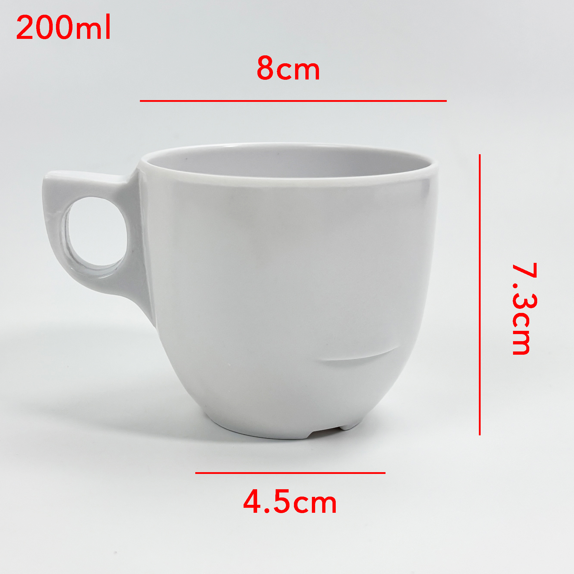 White Melamine Mug with Unique Handle