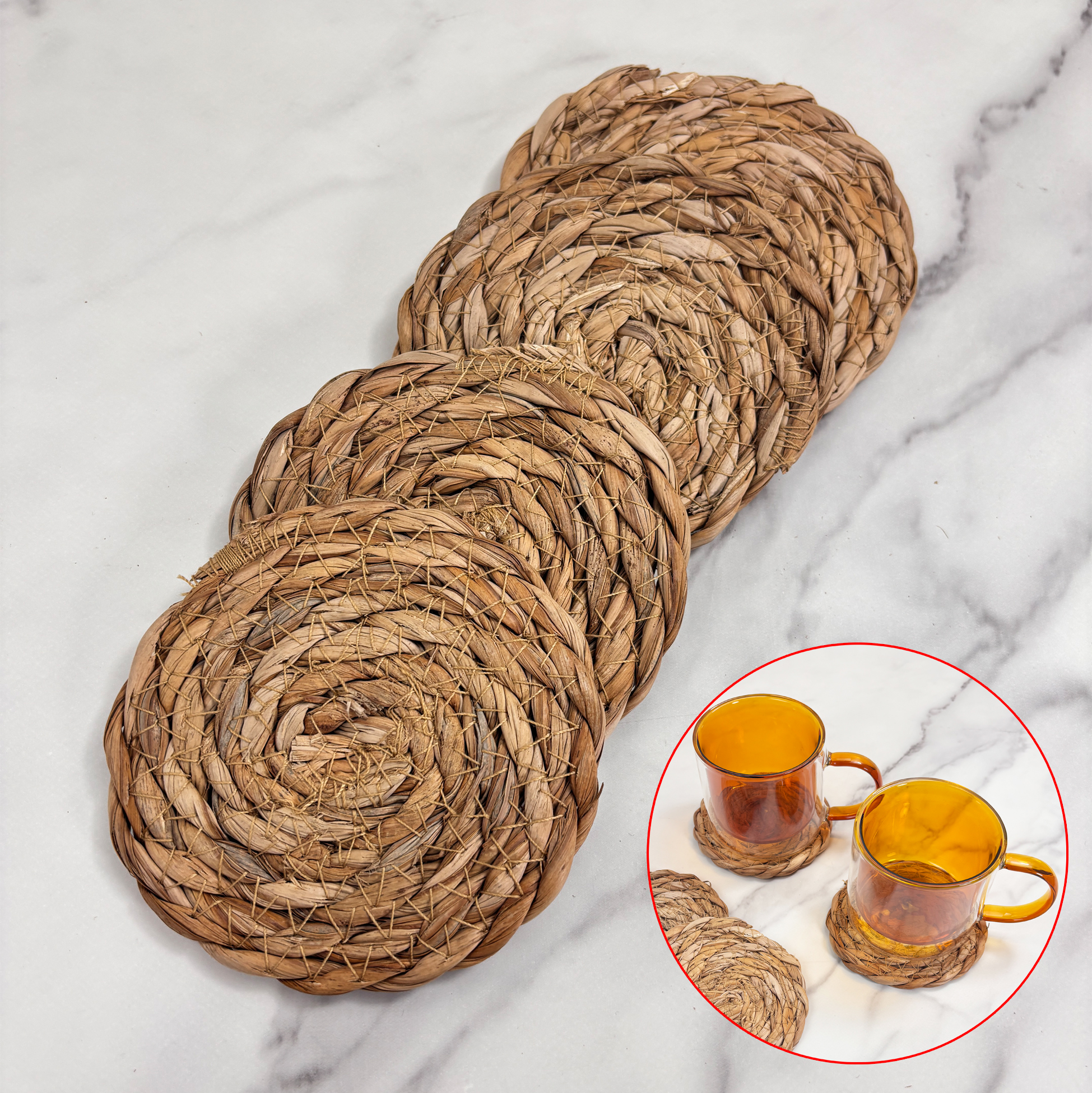 4-Piece Rush Grass Coaster Set