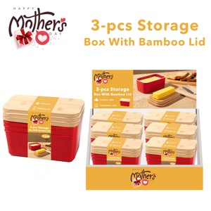 Set of 3 Plastic Butter Dish with Bamboo Lid Bamboo-capped Plastic Butter Container