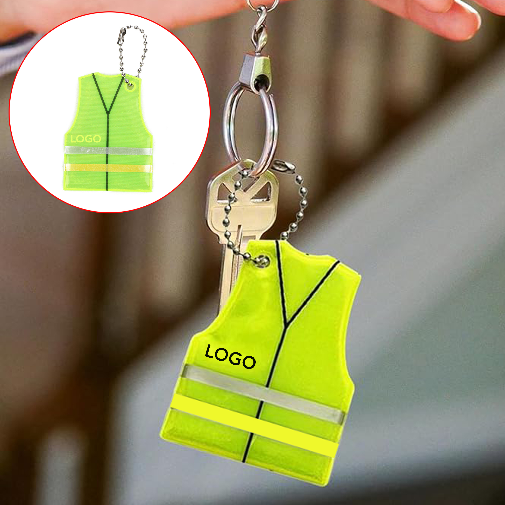 Mini Reflective Safety Vest Keychain Neon Yellow Safety Vest Keyring