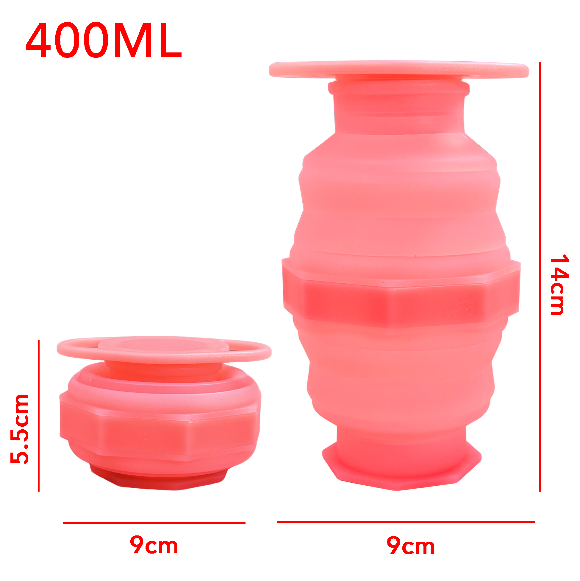 Pink Silicone Collapsible Water Bottle