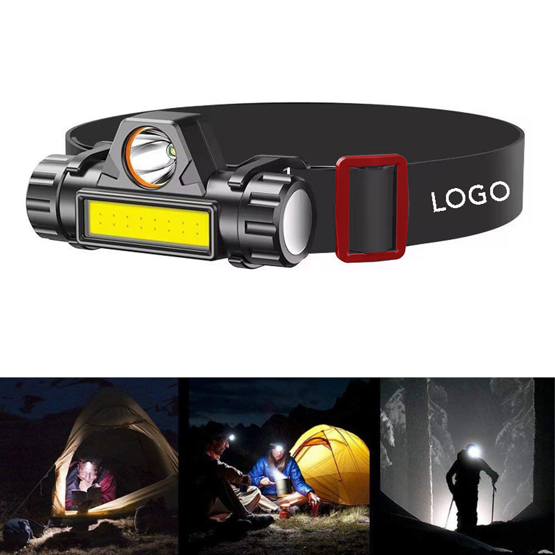 Multi-Function LED Headlamp Rechargeable Head-Mounted Flashlight