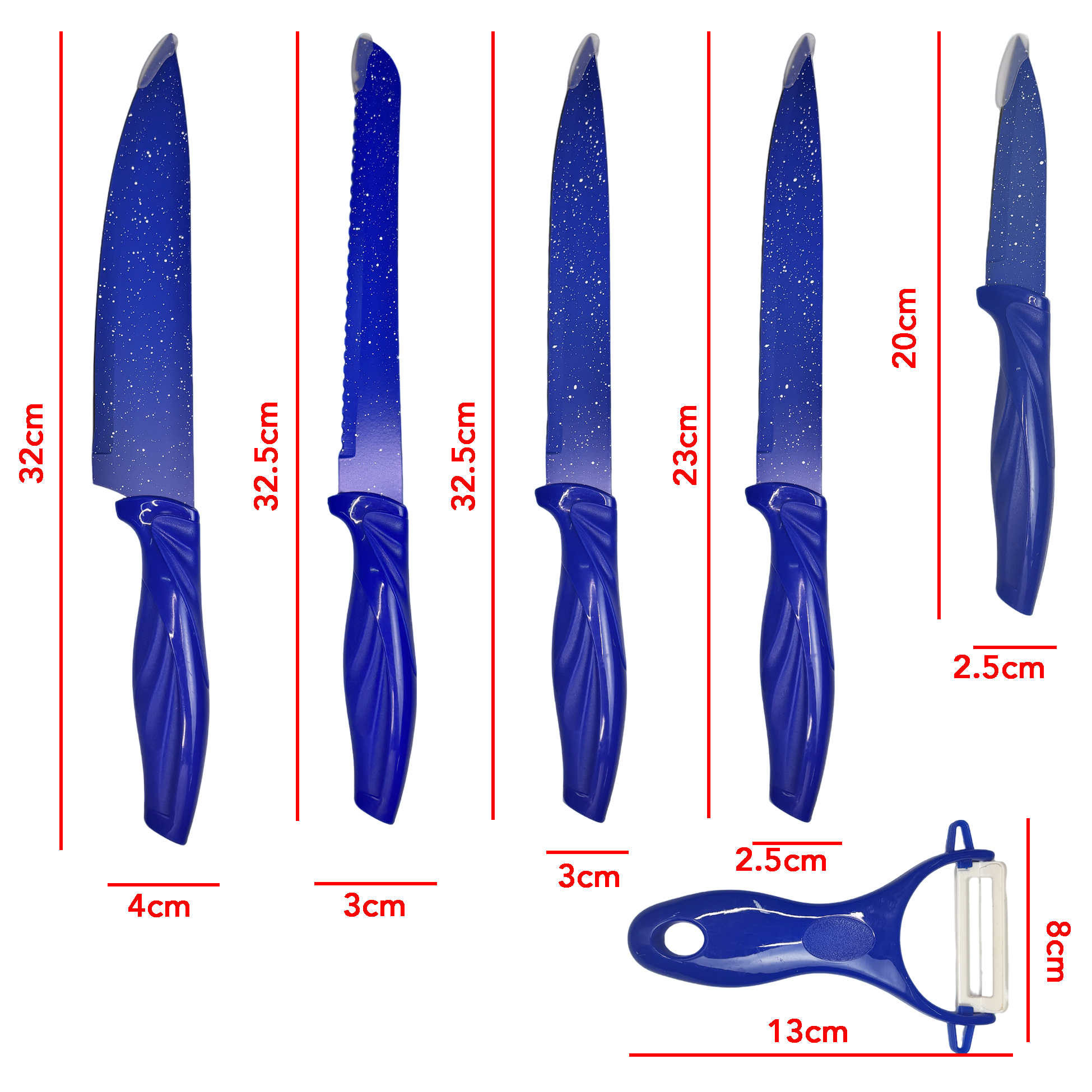 Blue 6-piece Kitchen Knife Set