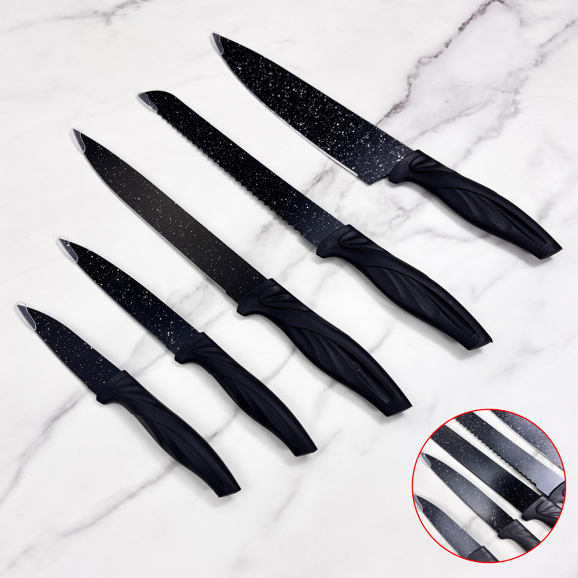 5-piece Black Kitchen Knife Set