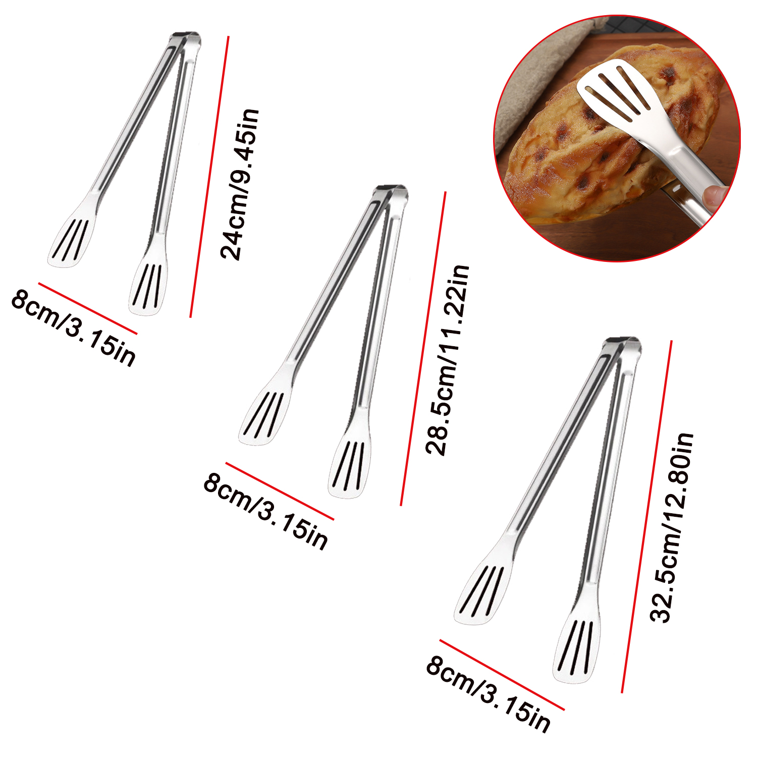 Stainless Steel Kitchen Tools Multipurpose Gripper Vegetable Fruit Bread Fried Steak Barbecue Tongs Serving Clamp