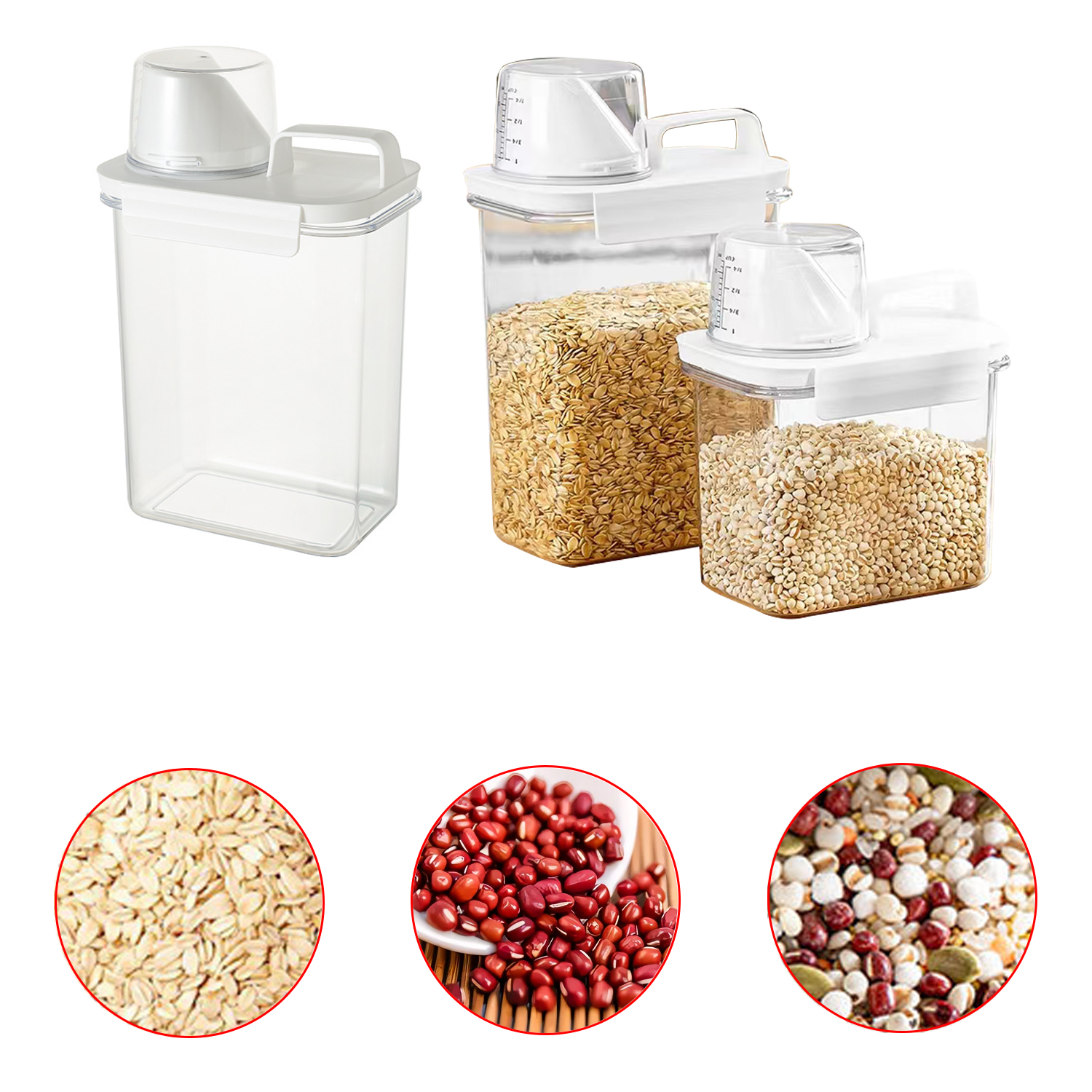 Grain Storage Box Cereals Container with Handle Food Bean Sealed Jar Kitchen Large Capacity Grain Dispenser Oatmeal Bottle