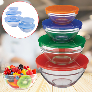 10PCS Glass Mixing Bowl Set With PP Cover