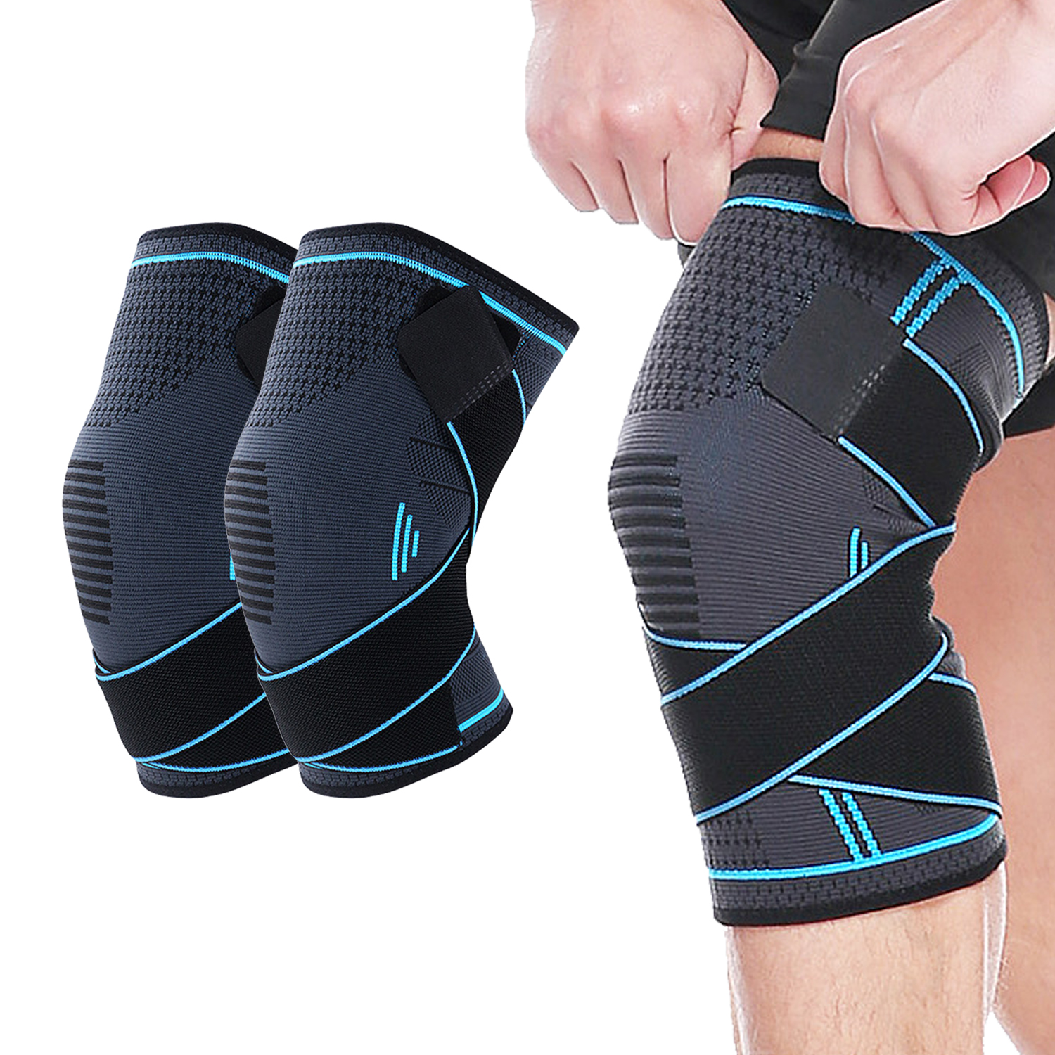 Wholesale Knee Brace Adjustable Knee Bandage Breathable Knee Brace Knitted Compression Knee Sleeve Sports