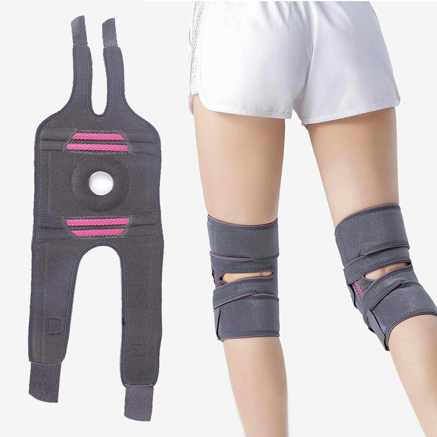 Knee Support Braces With Side Stabilizers & Patella Gel Pads For Knee Support, Adjustable Compression Knee Support Braces