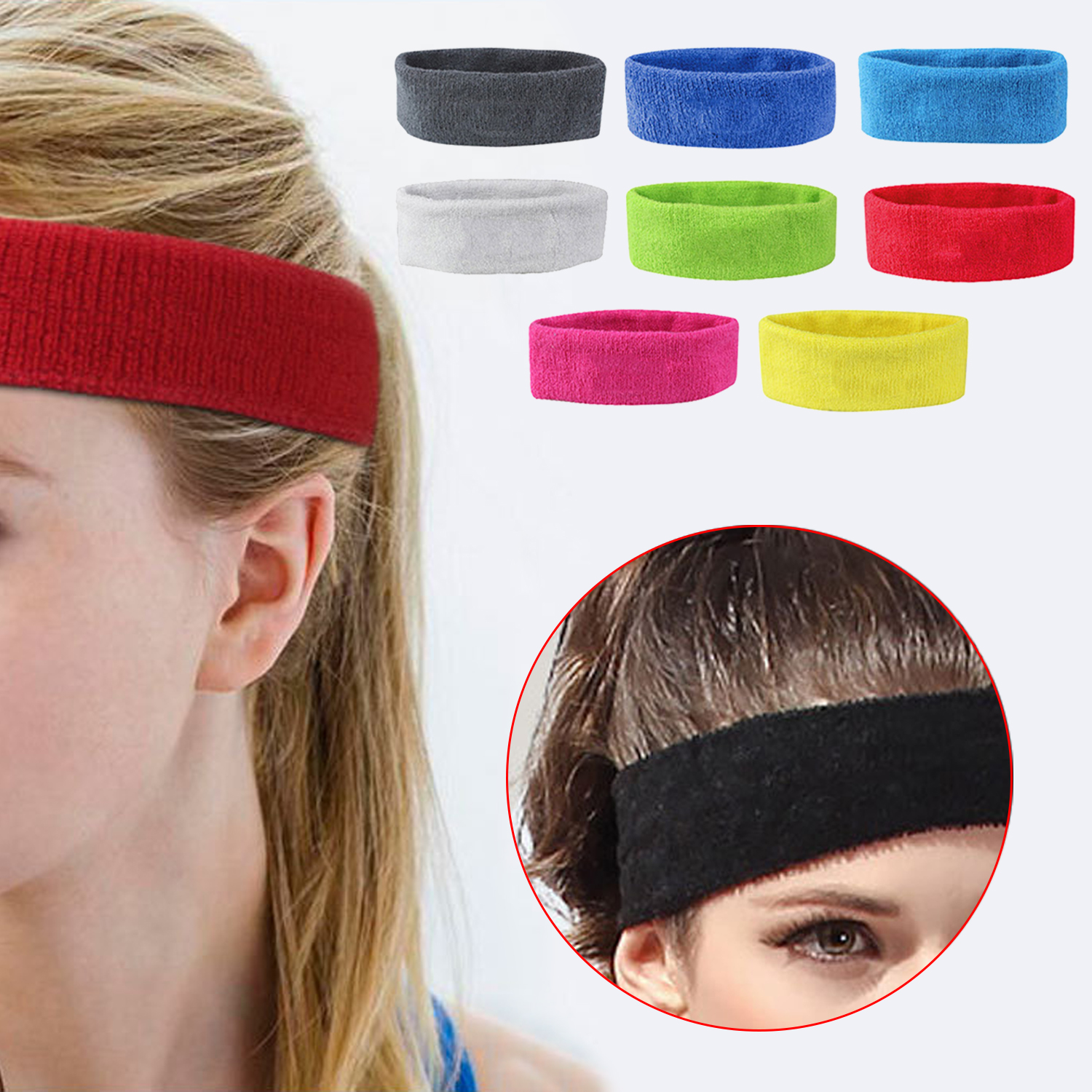 Head Workout Sweatband Cotton Sweatband Yoga Gym Stretch Head Band For Sport Elasticity Sweat Bands Sports Safety Sweatband