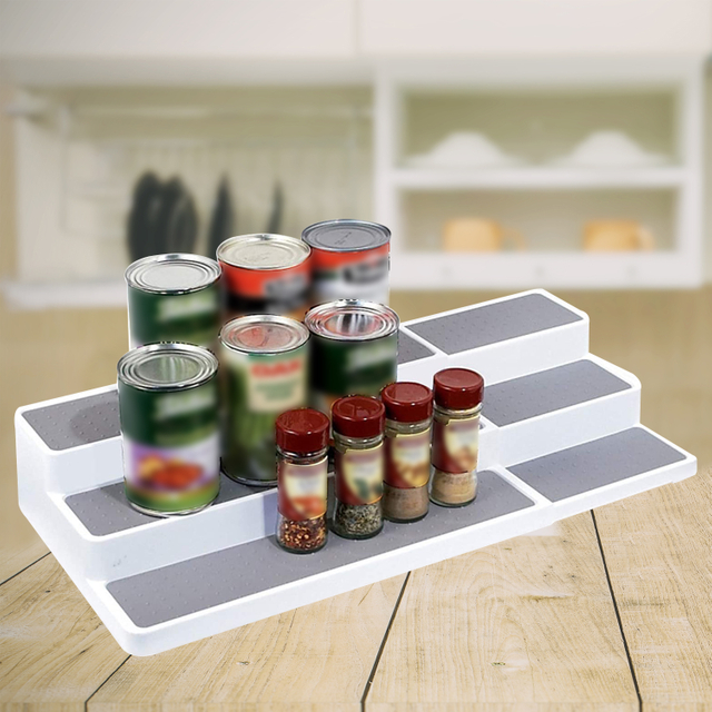 Seasoning Storage Rack Ladder Shape Extendable Spice Rack Portable Three-layer Seasoning Storage Holder Adjustable Organizers Home Kitchen Decor
