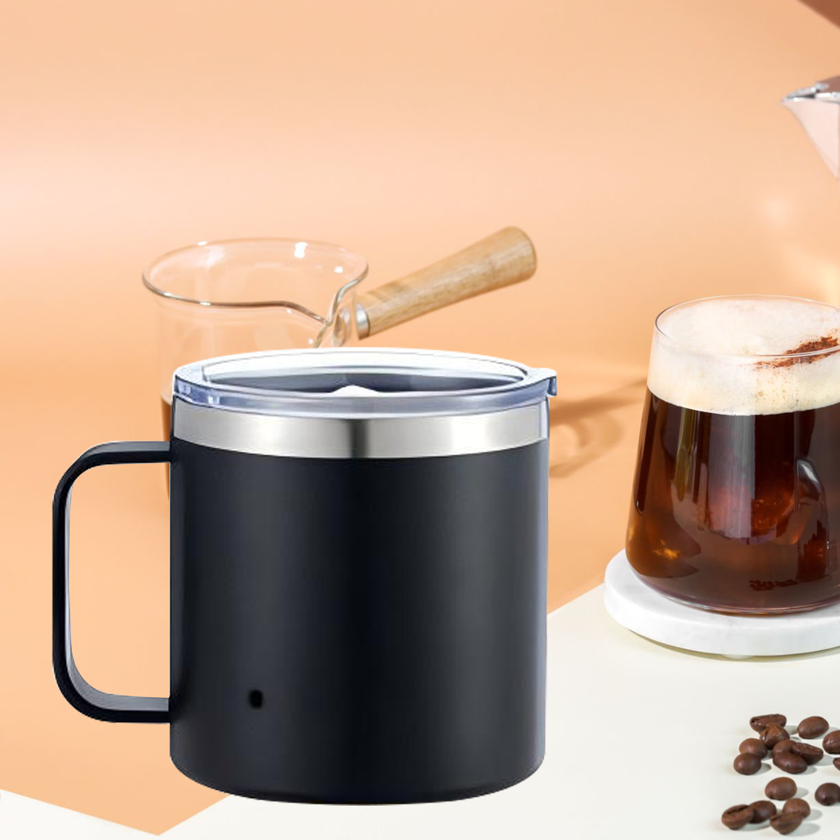 Stainless Steel Coffee Mug with Handle And Lid