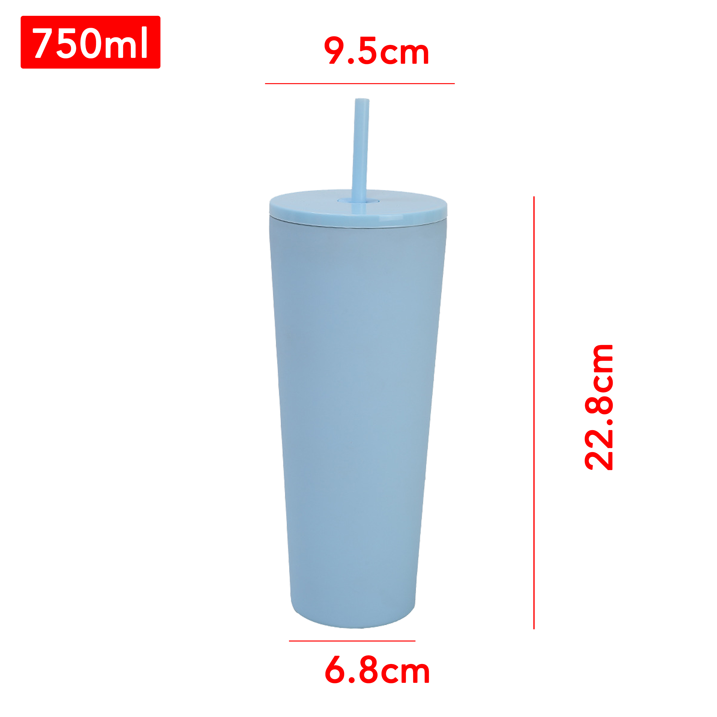 4-Piece Set 750ml Plastic Straw Tumbler
