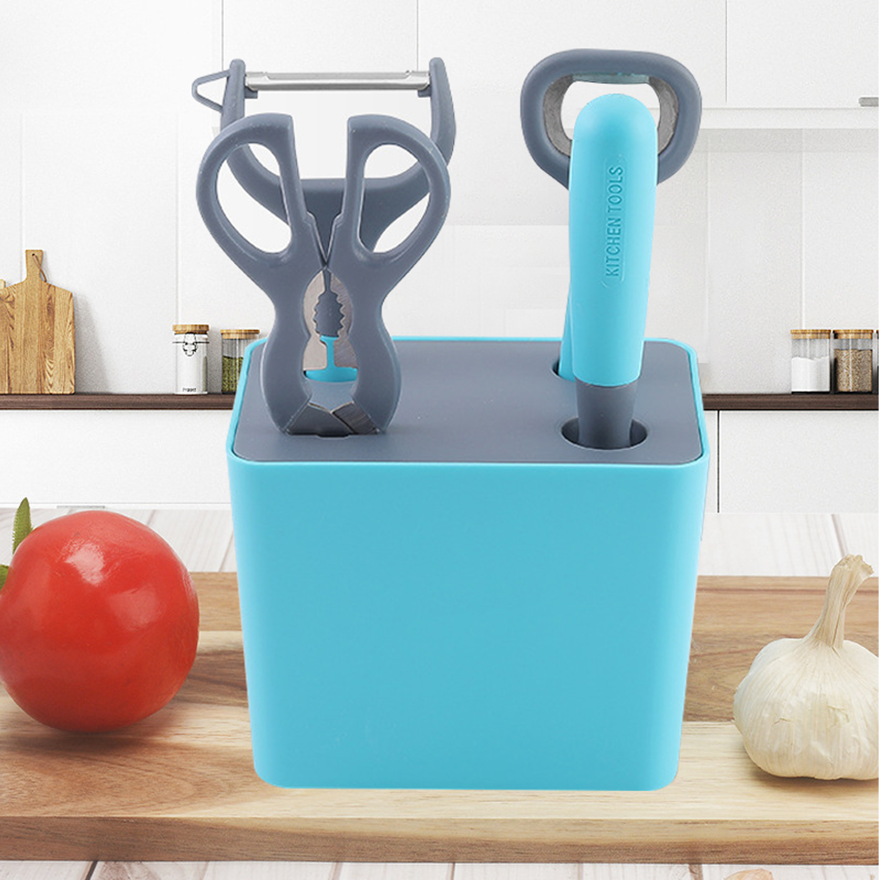 5-Piece Kitchen Tool Set With Storage Base